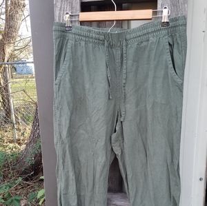 L.L. Bean 100% Linen Olive Pants